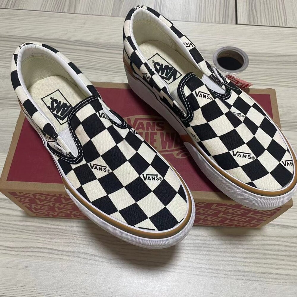 VANS Stacked Checkerboard Slip-On Canvas Shoes